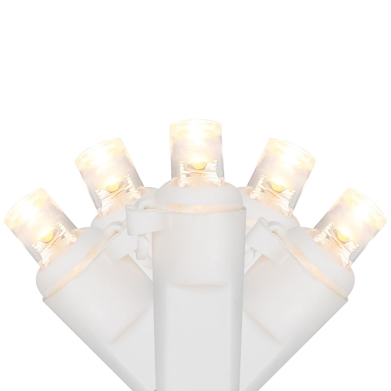 50ct Warm White LED Wide Angle Christmas Lights, 16.25ft White Wire