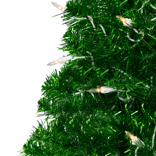 2' Pre-Lit Paradise Lime Green Tinsel Pine Artificial Christmas Tree - Clear Lights