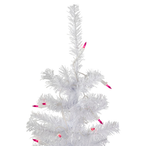3' Pre-Lit Woodbury White Pine Slim Artificial Christmas Tree, Pink Lights
