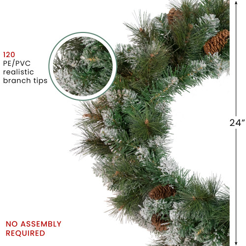Real Touch?? Snow Valley Pine Artificial Christmas Wreath - Unlit- 24"