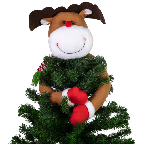 26" Plush Reindeer Christmas Tree Topper, Unlit