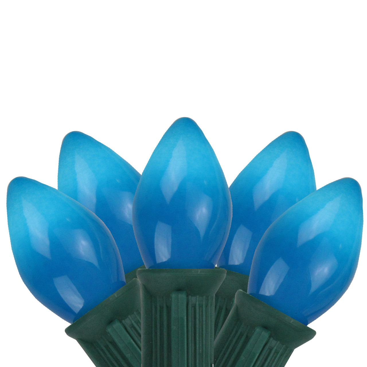 25-Count Blue C7 Opaque Christmas Light Set, 24ft Green Wire