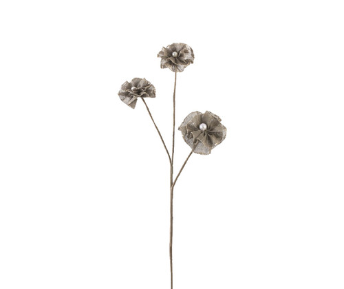 25" Brown and Gold Glittered Vintage Posey Artificial Floral Christmas Spray