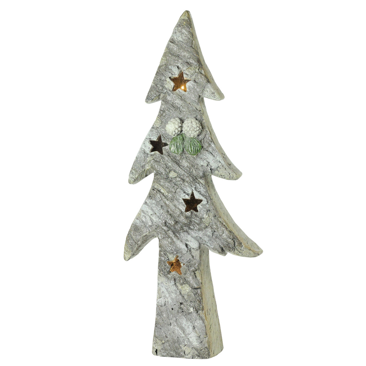 LED Lighted Glitter Artificial Christmas Tree Decoration - 30" - White and Green
