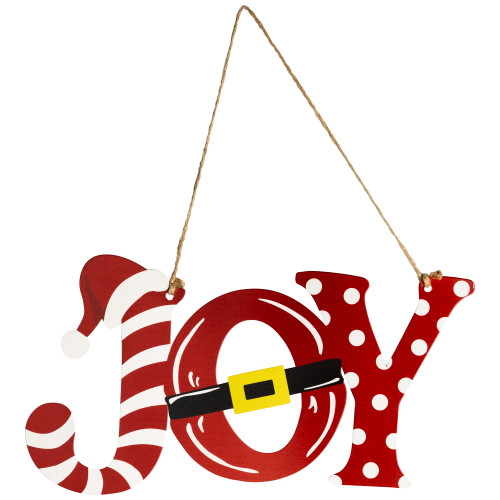 Santa Hat and Belt "Joy" Christmas Wall Sign - 12.25"