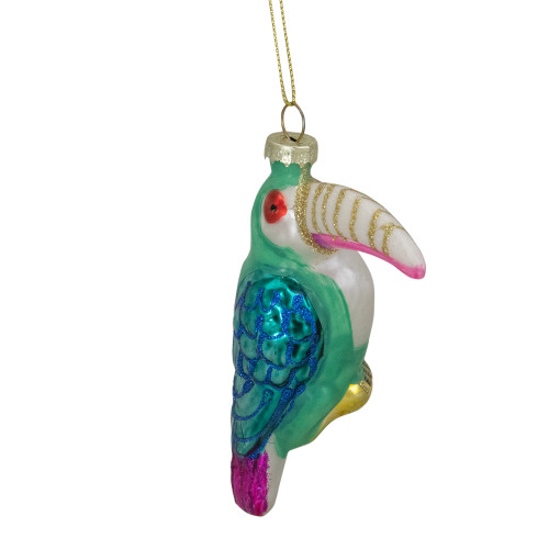 4.75" Multi-Colored Glass Toucan Christmas Ornament