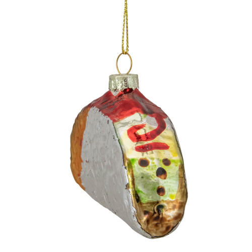 4" Silver and Gold Taco Glass Christmas Ornament