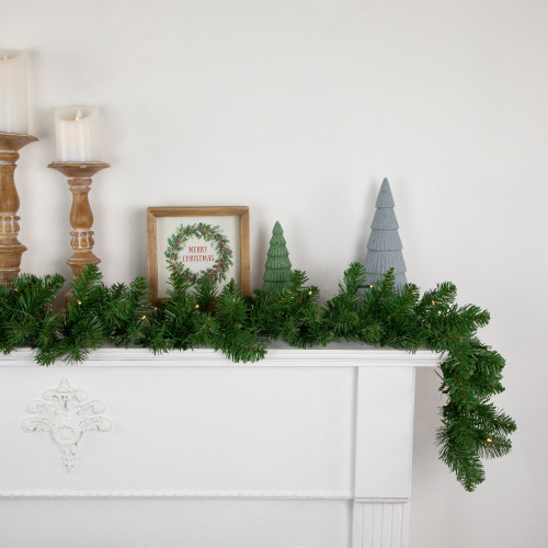 Pre-Lit Battery operated Whitmire Pine Christmas Garland - 9' x 10"  - Warm White LED Lights