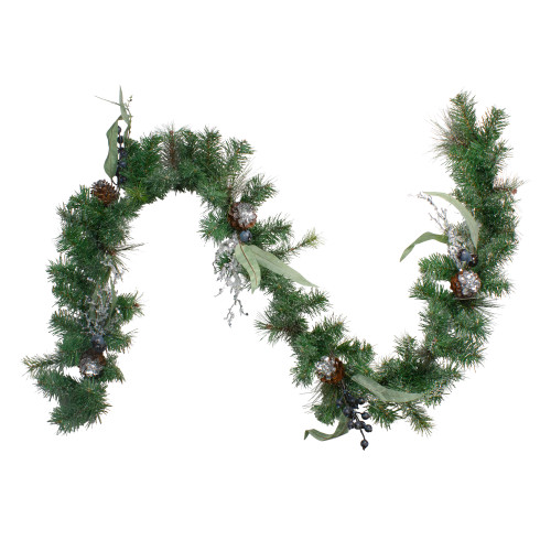 Iced Pine and Blueberries Artificial Christmas Garland - 6' x 12" - Unlit