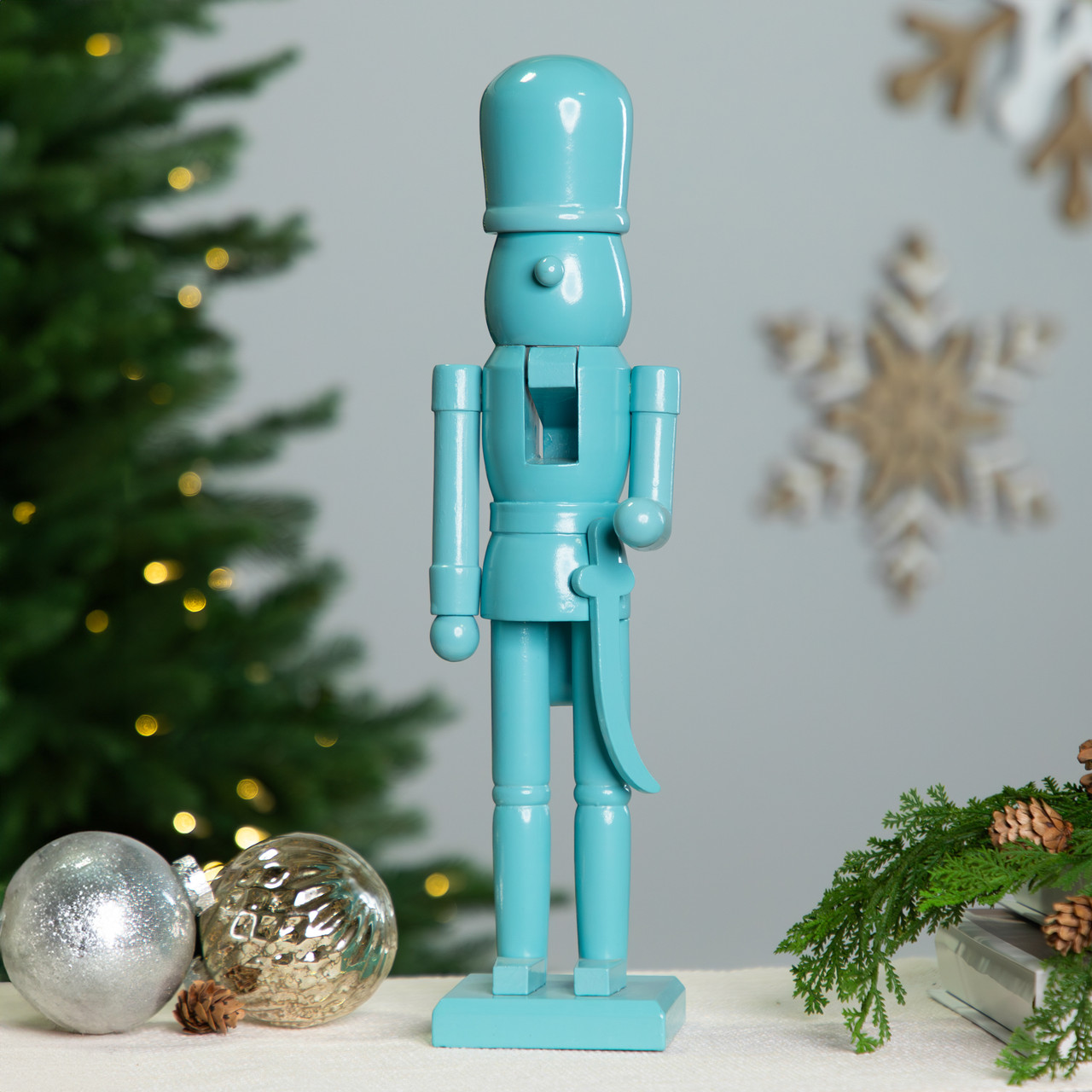 Nutcracker Soldier with Sword Christmas Figure - 15" - Sky Blue