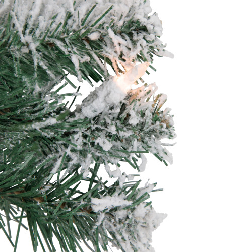 Pre-Lit Flocked Snow White Artificial Christmas Wreath, 24-Inch, Clear Lights