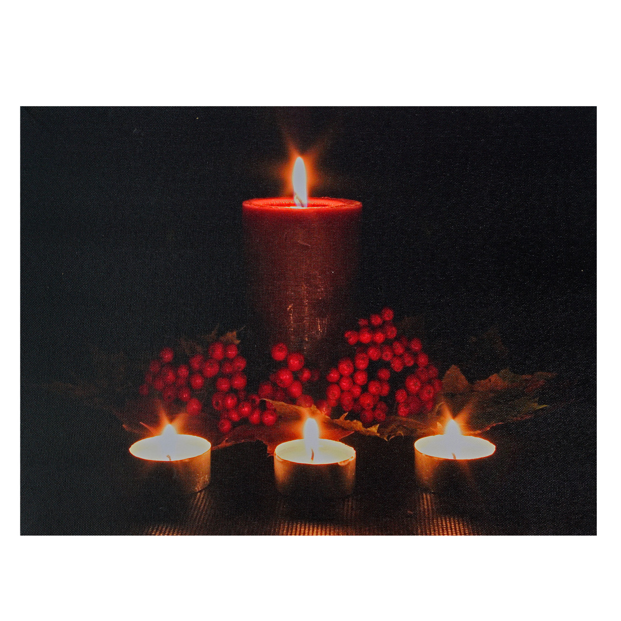 Red and Green LED Lighted Candles Christmas Canvas Wall Art 12" x 15.75"