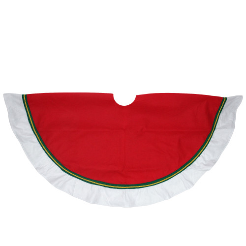 48" Red with White Trim Christmas Tree Skirt