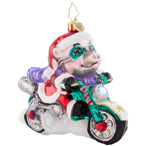 Christopher Radko Low Rider Hog Glass Christmas Ornament 1021519