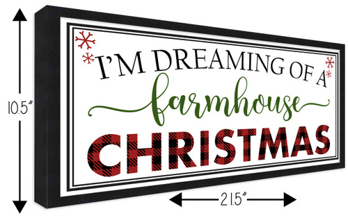 I'm Dreaming of a Farmhouse Christmas 10.5" x 21.5" Framed Christmas Wall Decor  Sign Poster in a Black Wooden Frame with UV Acrylic and Hangers