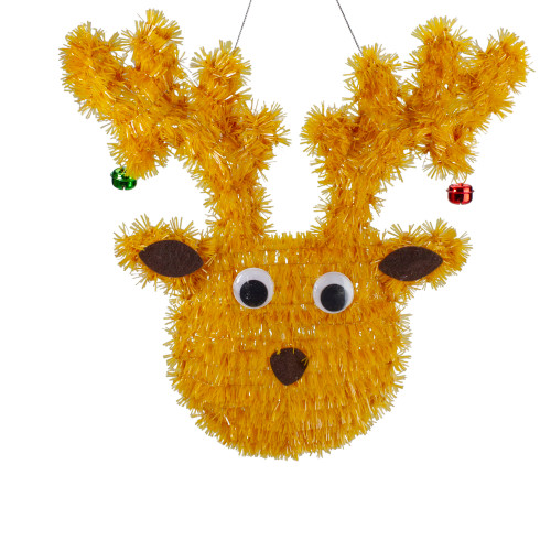 Tinsel Reindeer with Mini Jingle Bells Hanging Christmas Decoration - 13" -