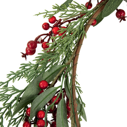 Real Touch?? Frosted Berries and Pine Artificial Christmas Wreath - 18" - Unlit