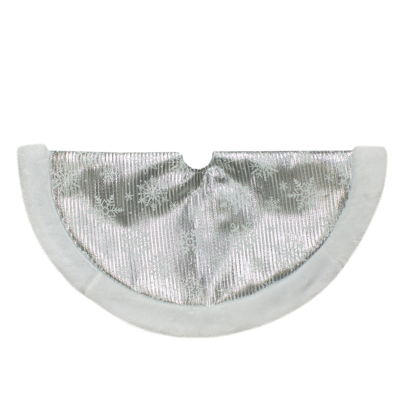 20-Inch Silver and White Metallic Snowflake Mini Christmas Tree Skirt