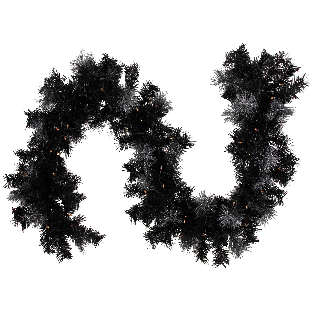 Pre-Lit LED B/O Iced Christmas Garland - 6' x 9" - Black - Warm White Lights