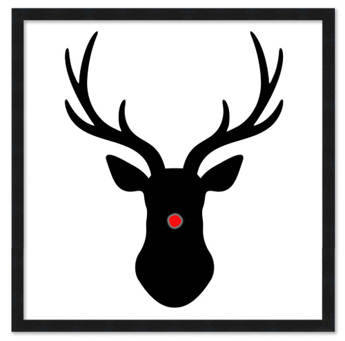 Rudolph the Red Nosed Reindeer 15.5" x 15.5" Framed Christmas Wall Decor Art Print Sign Poster in a Black Wooden Frame with UV Acrylic and Hangers