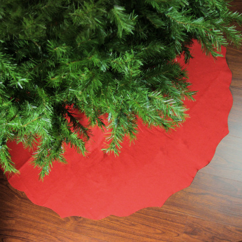 Scalloped Edge Christmas Tree Skirt - 48" - Red