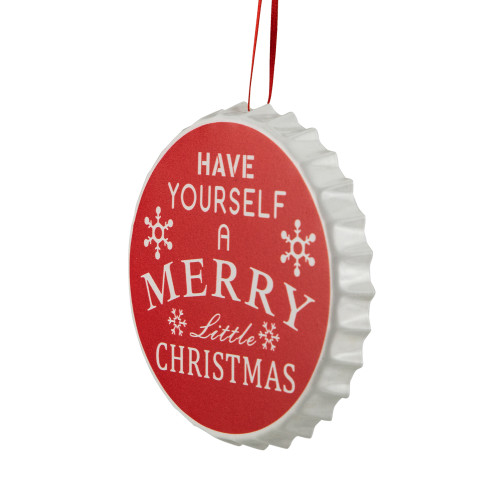 4" Red "Have Yourself A Merry Little Christmas" Bottle Cap Ornament