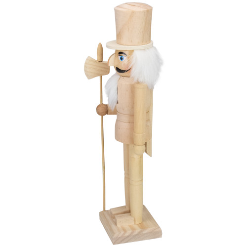 15" Unfinished Paintable Wooden Christmas Nutcracker with Scepter