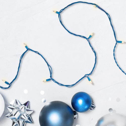 Mini Christmas Commercial Light Set - Clear - 60' Blue Wire - 100ct