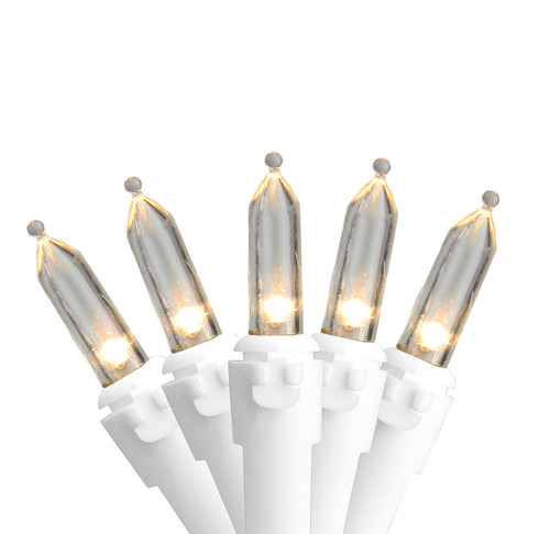 50-Count Warm White LED Mini Christmas Lights, 16.25ft White Wire