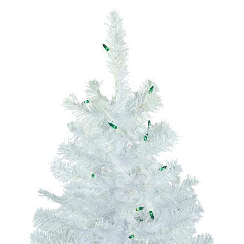 6.5' Pre-Lit Woodbury White Pine Pencil Artificial Christmas Tree, Green Lights