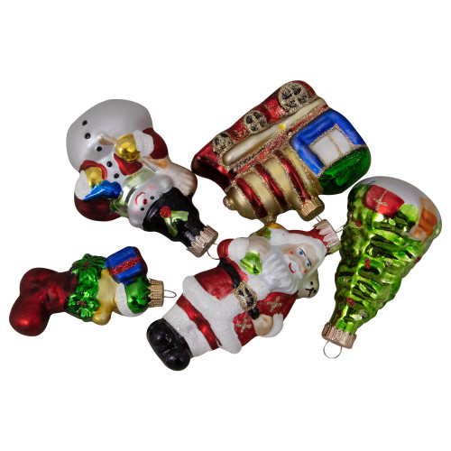 5ct Vibrantly Colored Festive Holiday Christmas Figurine Ornaments 3.5"