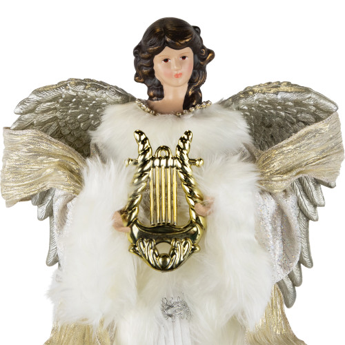 18" White and Silver Angel Christmas Tree Topper, Unlit
