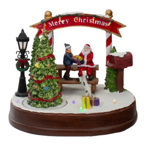 Lighted "Merry Christmas" Winter Scene with Music and a Turning Tree - 8"