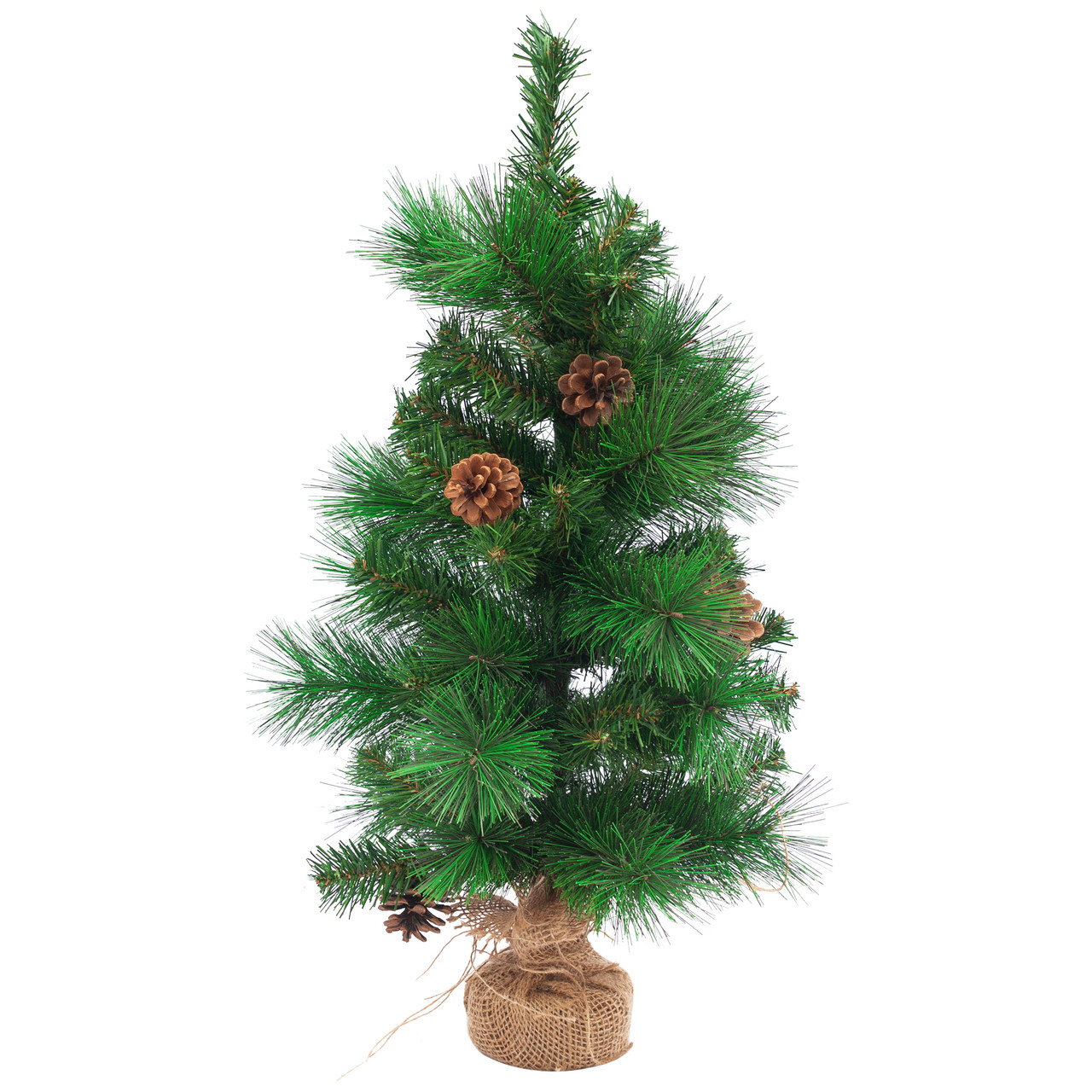 Mixed Pine and Pine Cones Artificial Christmas Tree in Jute Base - 23.5"