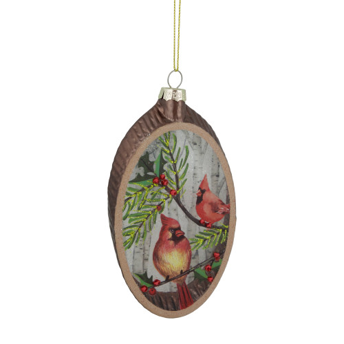 6" Cardinal Glass Plate Christmas Ornament