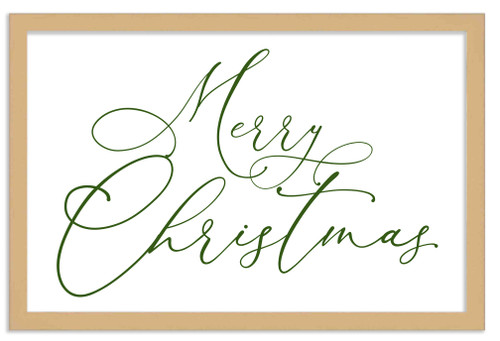 Green Merry Christmas 15.5" x 21.5" Framed Christmas Wall Decor Art Print Sign Poster in a Natural Wooden Frame with UV Acrylic and Hangers