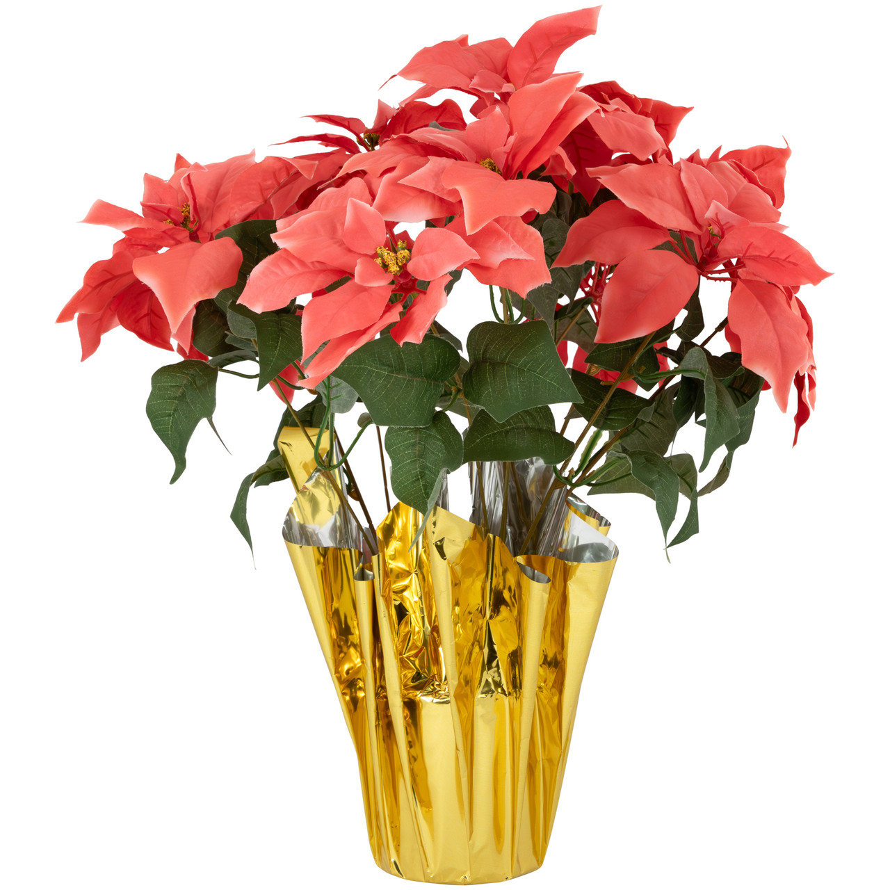 Artificial Christmas Poinsettia with Wrapped Base - 20" - Pink
