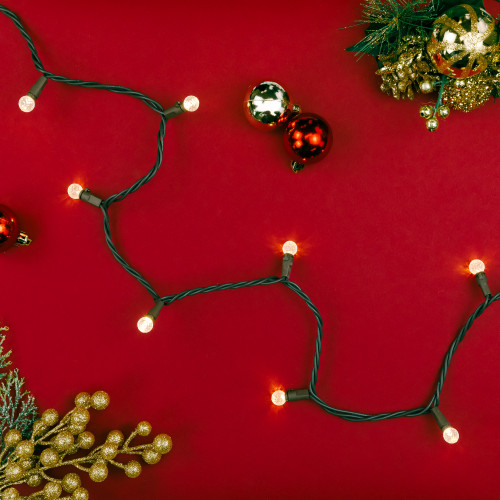 LED G12 Berry Christmas Lights - Warm White - 16' Brown Wire - 50 ct