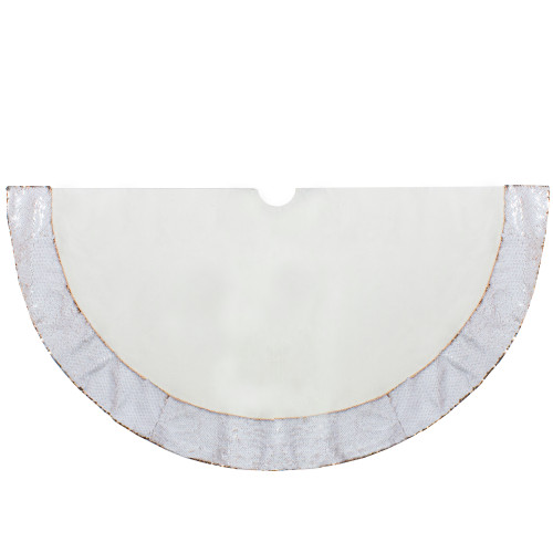 48" Rose Gold and White Reversible Sequin Trim Christmas Tree Skirt