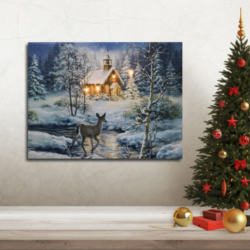 Battery Operated Lighted Wall Art - Winter Woods