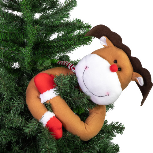 26" Plush Reindeer Christmas Tree Topper, Unlit