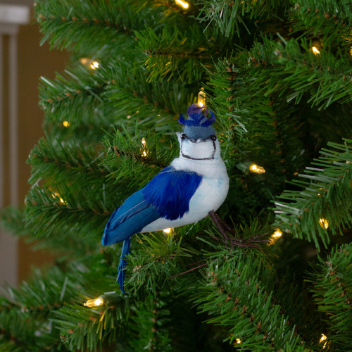 4.5" Blue and White Blue Jay Clip-On Christmas Ornament