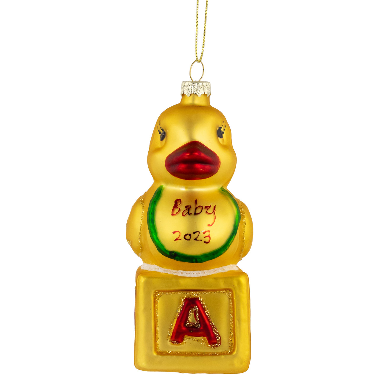 5" Ducky New Baby 2023 Glass Christmas Ornament