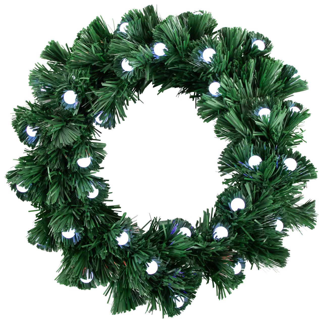Pre-Lit Color Changing Fiber Optic Globe Lights Artificial Christmas Wreath, 12-Inch
