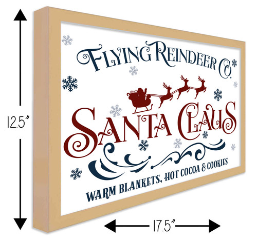 Flying Reindeer Company 12.5" x 17.5" Framed Christmas Wall Decor Art Print Sign Poster in a Natural Wooden Frame with UV Acrylic and Hangers