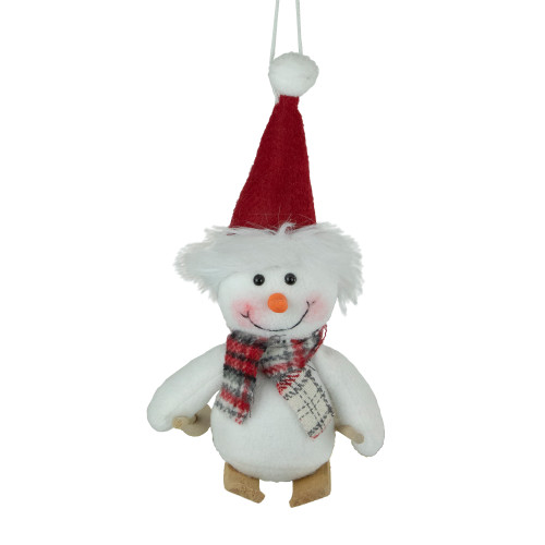 9.5" Skiing Snowman with Red Santa Hat Christmas Ornament