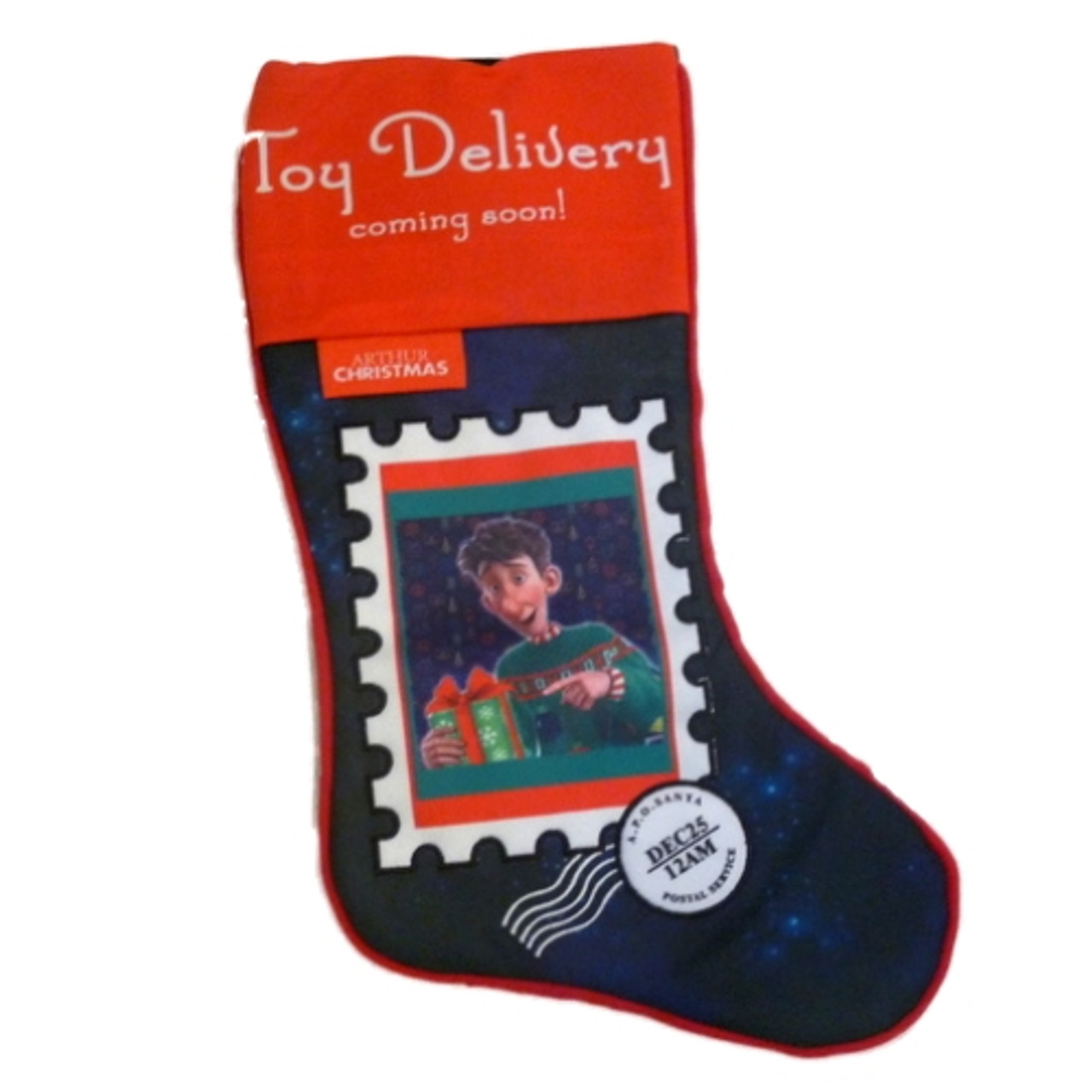 Santas Best Arthur Christmas Stocking Holiday Decor Red & Blue Present Xmas