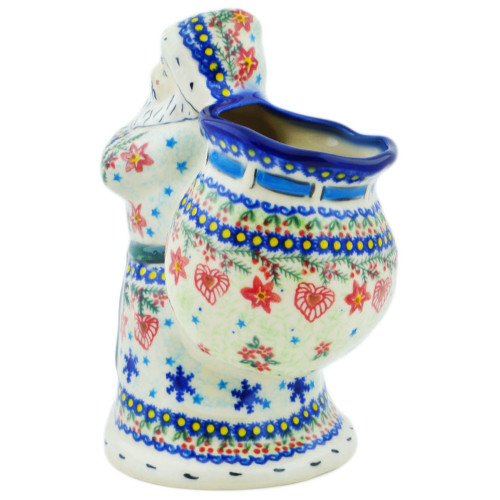 Polmedia Polish Pottery Santa Shaped Jar 9" Holiday Cheer