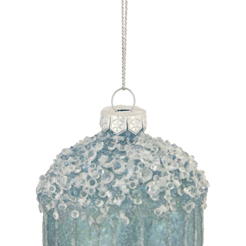 4.5" Blue Glittered Mercury Glass Pine Cone Christmas Ornament