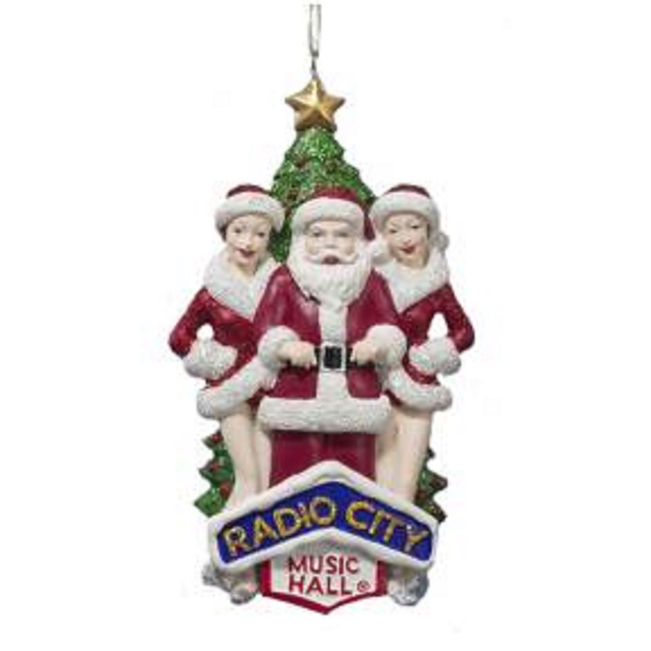 6" Red and White Radio City Rockettes with Santa Claus Christmas Ornament